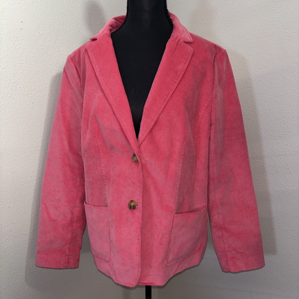 Talbots Corduroy Blazer Women's 16 Barbie‎ Pink Button Classic Preppy Minimalist